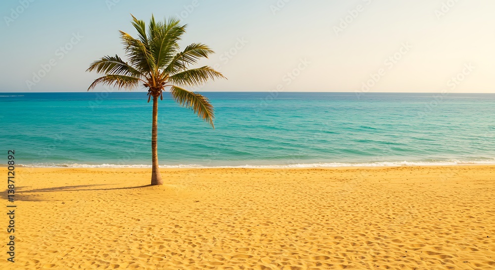Obraz premium Golden Sands, Azure Dreams AI Generated