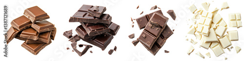 Milk, Dark, and White Chocolate Pieces.