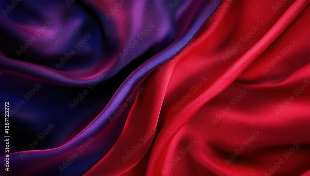 Fototapeta premium Luxurious drapes of vibrant silk in deep burgundy and indigo