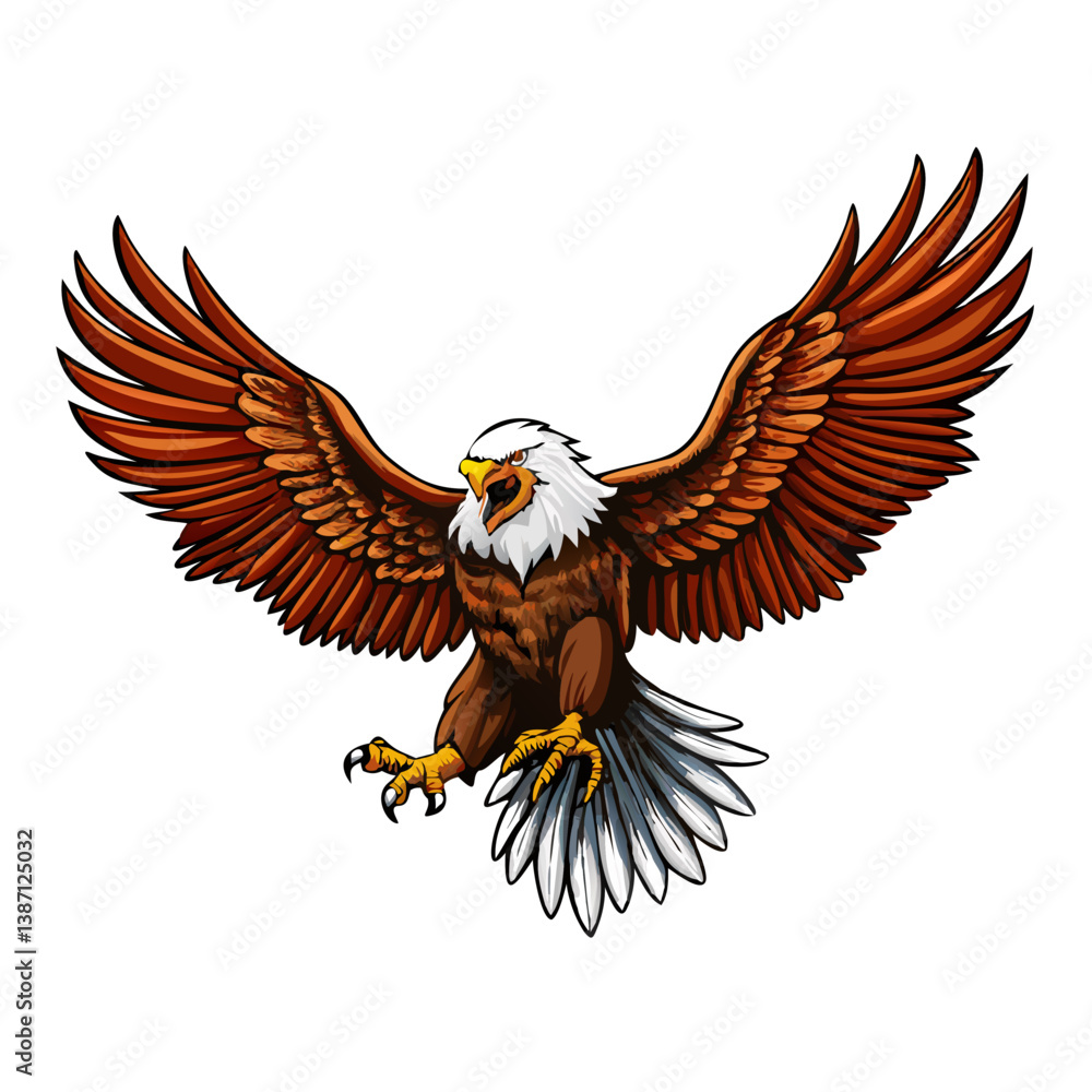 Fototapeta premium american bald eagle, Flying Eagle Vector Illustration Mascot Design Clipart