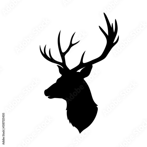 deer head silhouette, Geometric Deer Head Vector Illustration – Modern Polygonal Wildlife Art,Low-poly style deer head, Handdrawn sketchy vector deer head contour,Deer Head Logo. Generative AI,