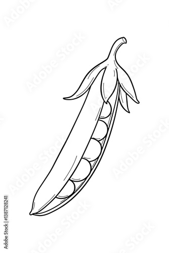 A hand-drawn style vector illustration of fresh Pea pod isolated on white background.