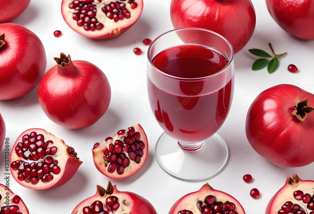 glass of pomegranate juice on a white background glass of pomegranate juice on a white background