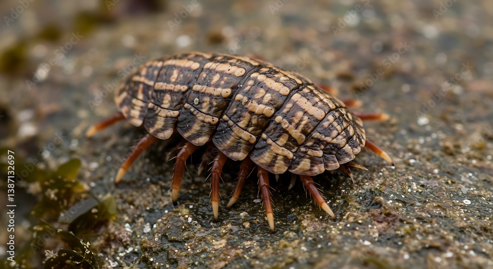 Striped Isopod: Coastal Creature Close-Up AI Generated Striped Isopod: Coastal Creature Close-Up AI Generated