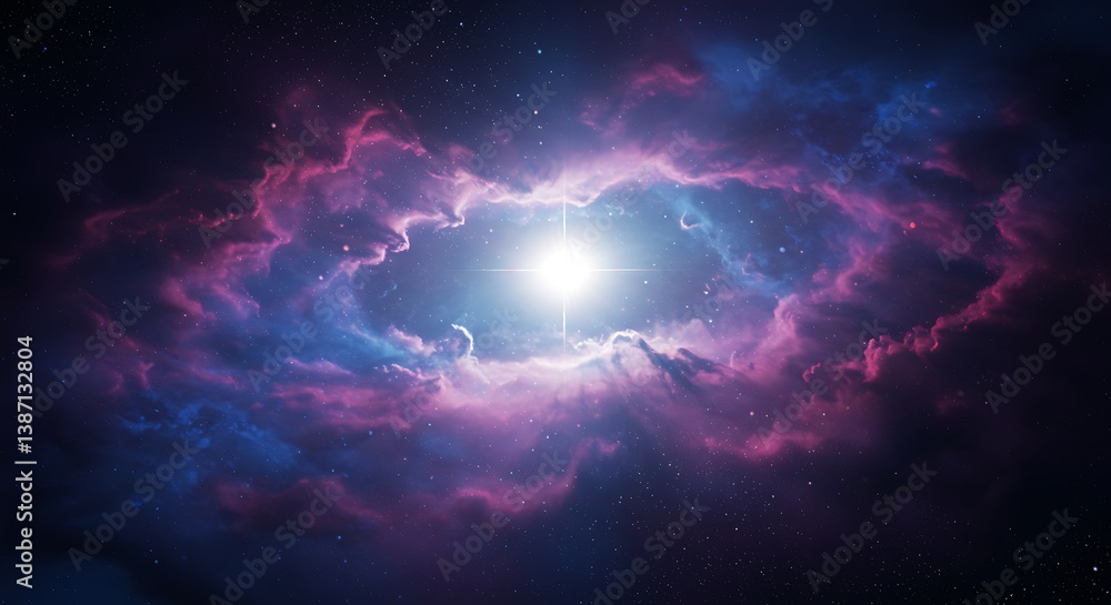 Obraz premium Cosmic Nebula: A Stellar 3D Render AI Generated