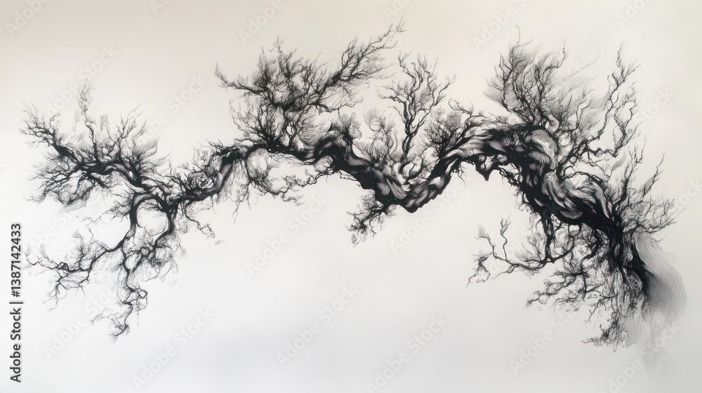 Abstract Ink Drawing of Riverbed Abstract Ink Drawing of Riverbed