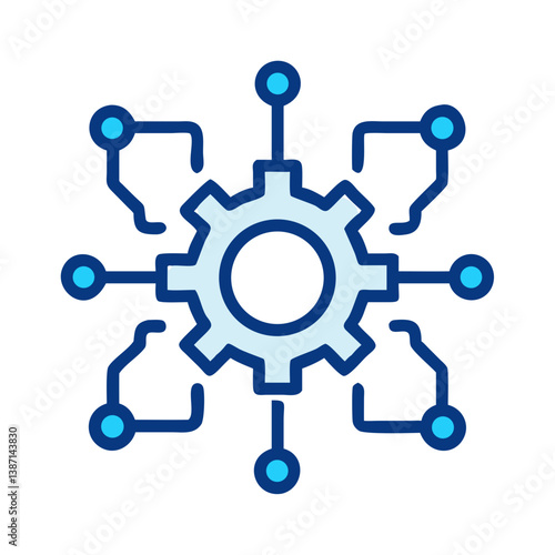 Gear Network Representing Digital Transformation or System Integration Icon Design

