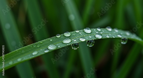 Dew-Kissed Blade: Nature's Emerald Tears AI Generated