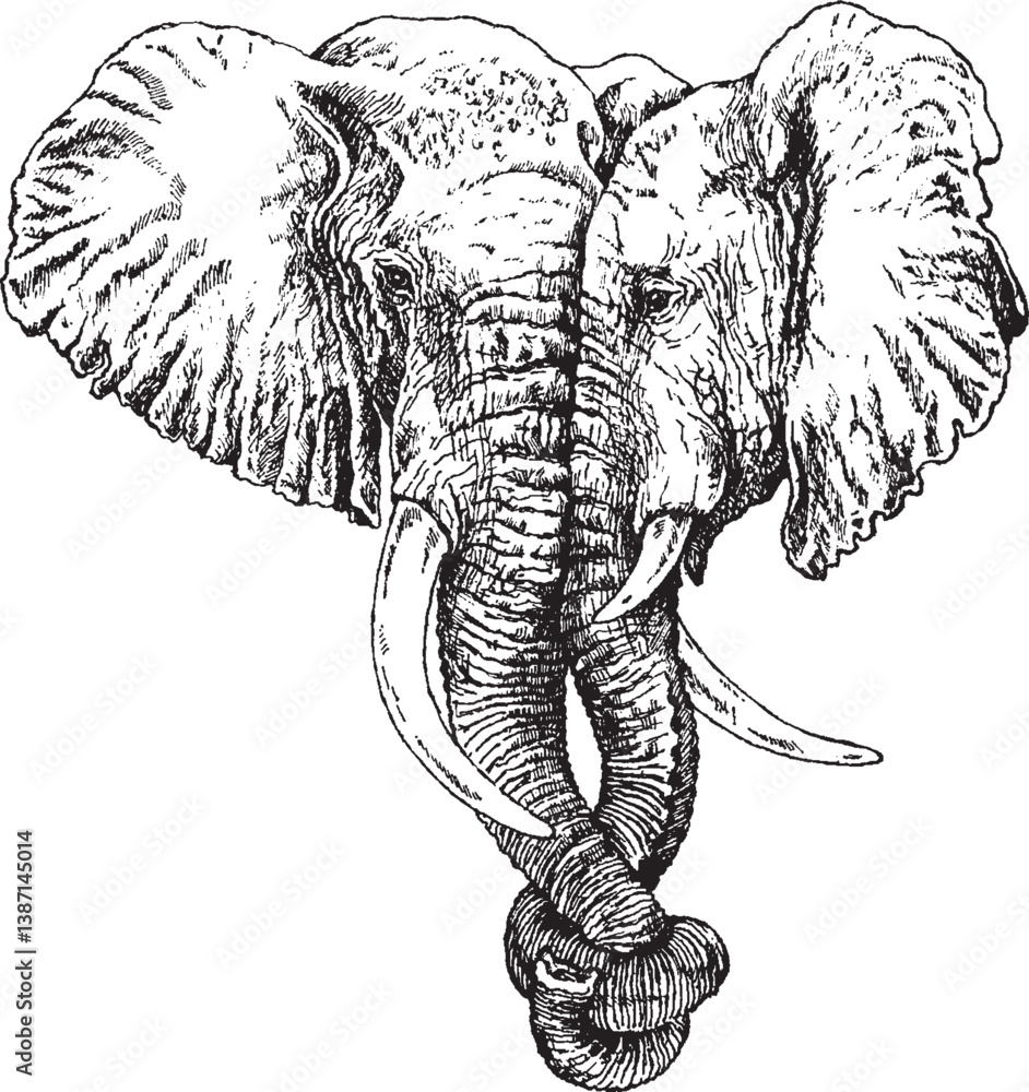 Obraz premium Elephant lovers black and white vector