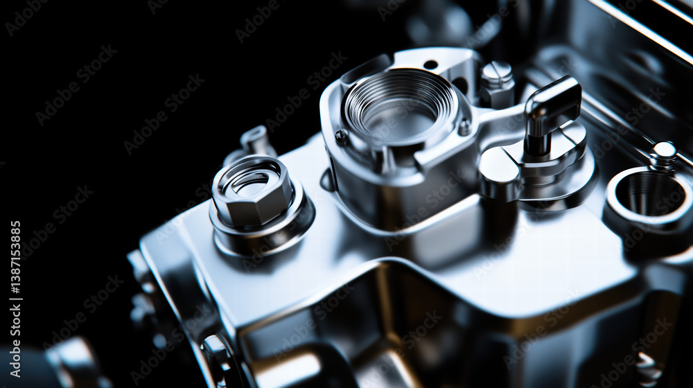 Precision Engine Marvel: A close-up view of a meticulously crafted engine, where gleaming metal components interlock, highlighting the artistry of engineering and mechanical finesse. Precision Engine Marvel: A close-up view of a meticulously crafted engine, where gleaming metal components interlock, highlighting the artistry of engineering and mechanical finesse.