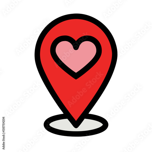 Red location pin with heart symbol