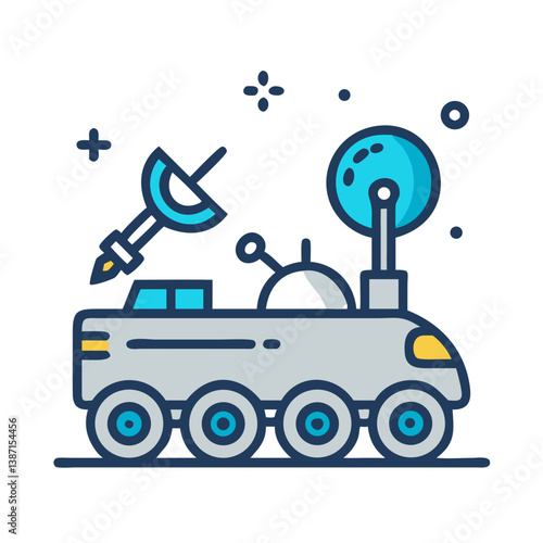 Scientific space rover with telescope and satellite dish