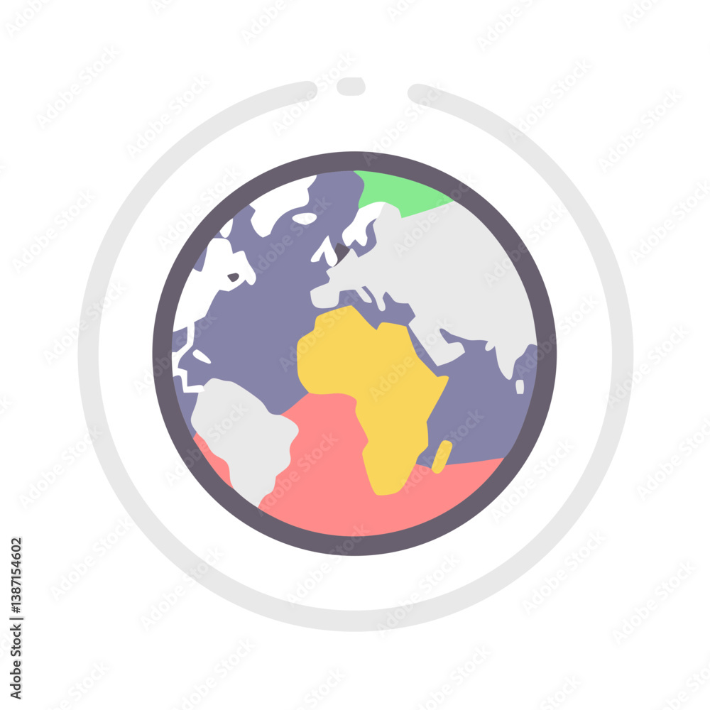Earth globe with continents in flat icon style Earth globe with continents in flat icon style