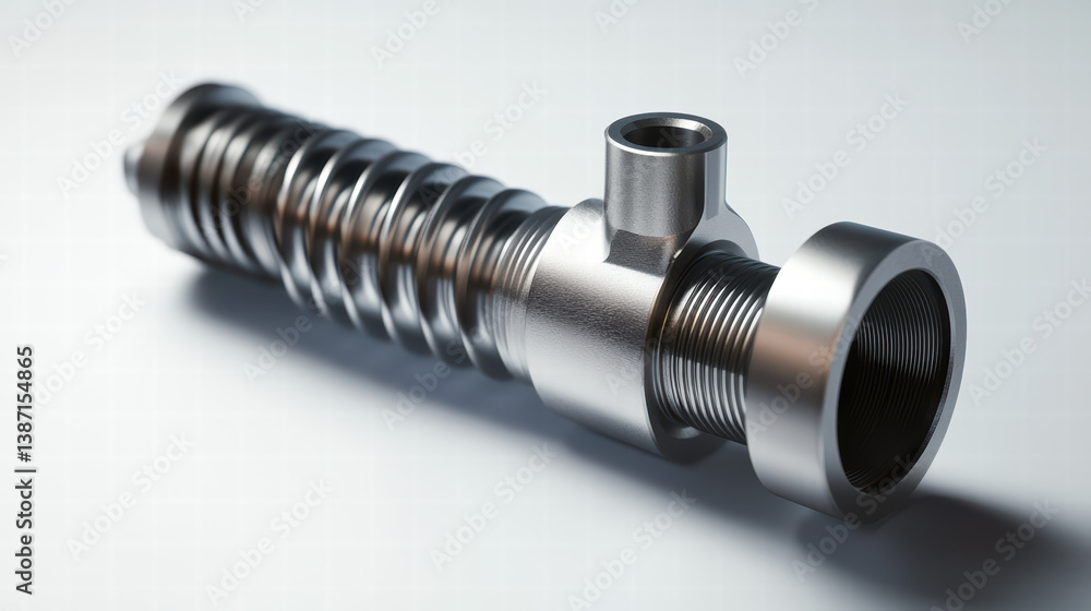 Industrial Precision: An intricately crafted metal component, a testament to engineering excellence, is captured in a close-up shot, showcasing its sleek design and industrial aesthetic. Industrial Precision: An intricately crafted metal component, a testament to engineering excellence, is captured in a close-up shot, showcasing its sleek design and industrial aesthetic.