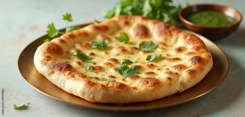 Garlic Naan with Charred Bubbles and Butter Glaze Garlic Naan with Charred Bubbles and Butter Glaze