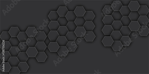 Abstract pattern with hexagonal white and black  line paper background eometric mesh cell texture. modern futuristic  vector illustration geometry science and technology cover  