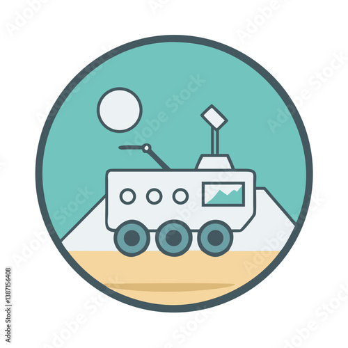 Mars rover on planetary surface icon