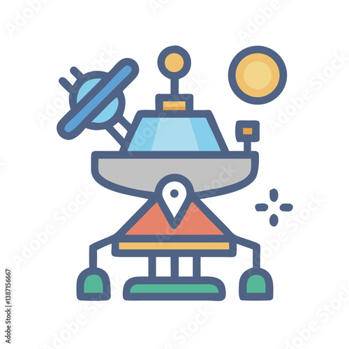Space station lander with antennas and dome