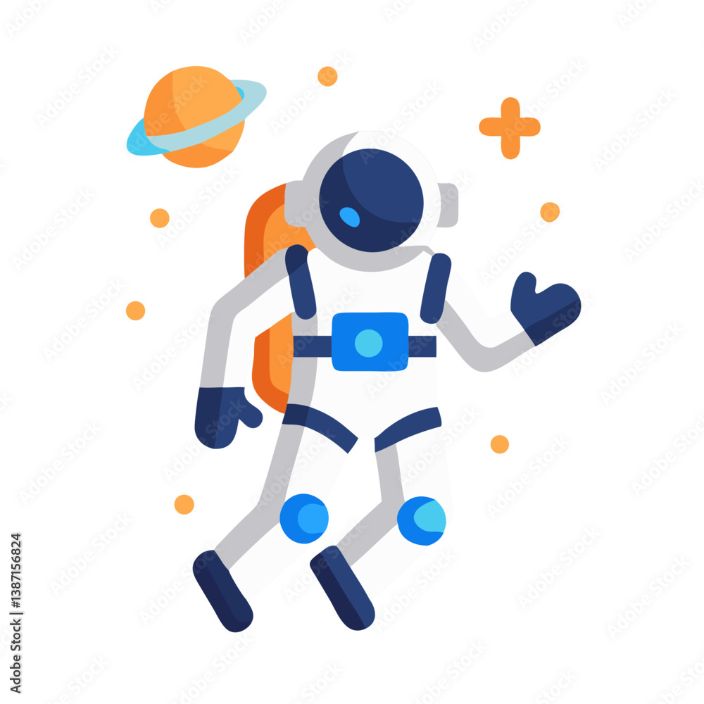 Cartoon astronaut in zero gravity with planet background Cartoon astronaut in zero gravity with planet background