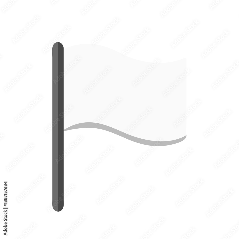 White flag icon with shadow in flat design White flag icon with shadow in flat design