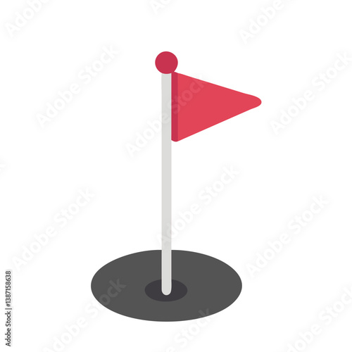 Red triangular flag on black circular base