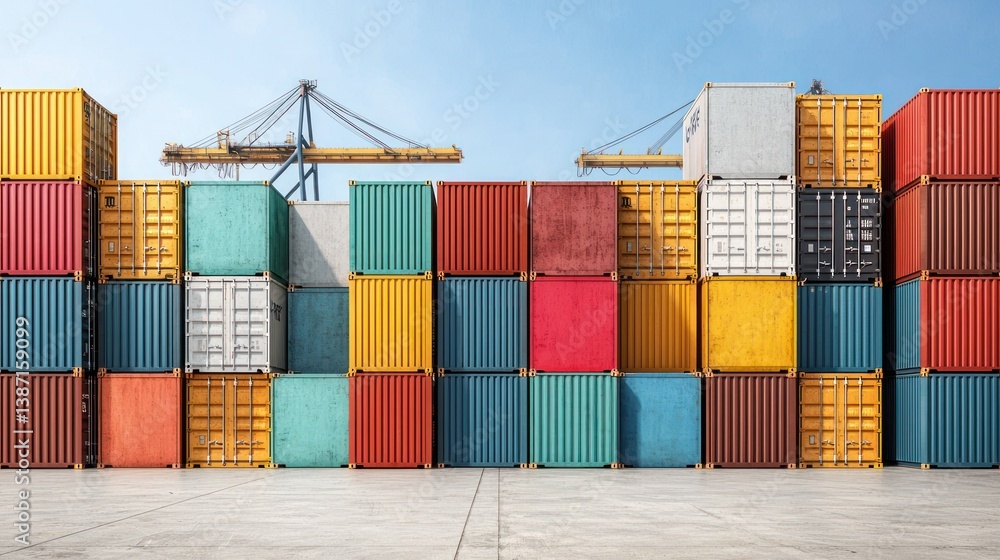 Fototapeta premium Colorful shipping containers at a port