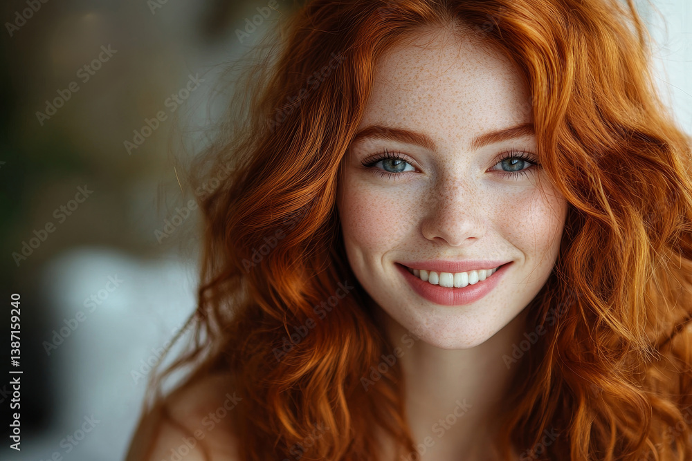 Happy vivacious young redhead woman, Generative AI Happy vivacious young redhead woman, Generative AI