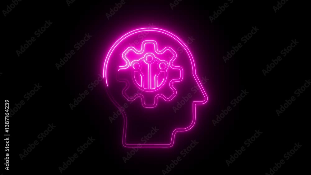 Glowing neon biohacking icon isolated on black background. HD Video motion graphic animation Glowing neon biohacking icon isolated on black background. HD Video motion graphic animation