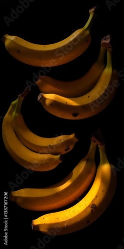 banana on black background