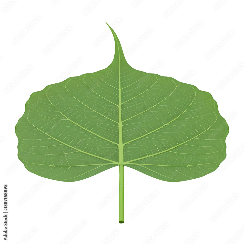 Obraz premium Isometric Rendering of a Single Sacred Bodhi Leaf's Veins