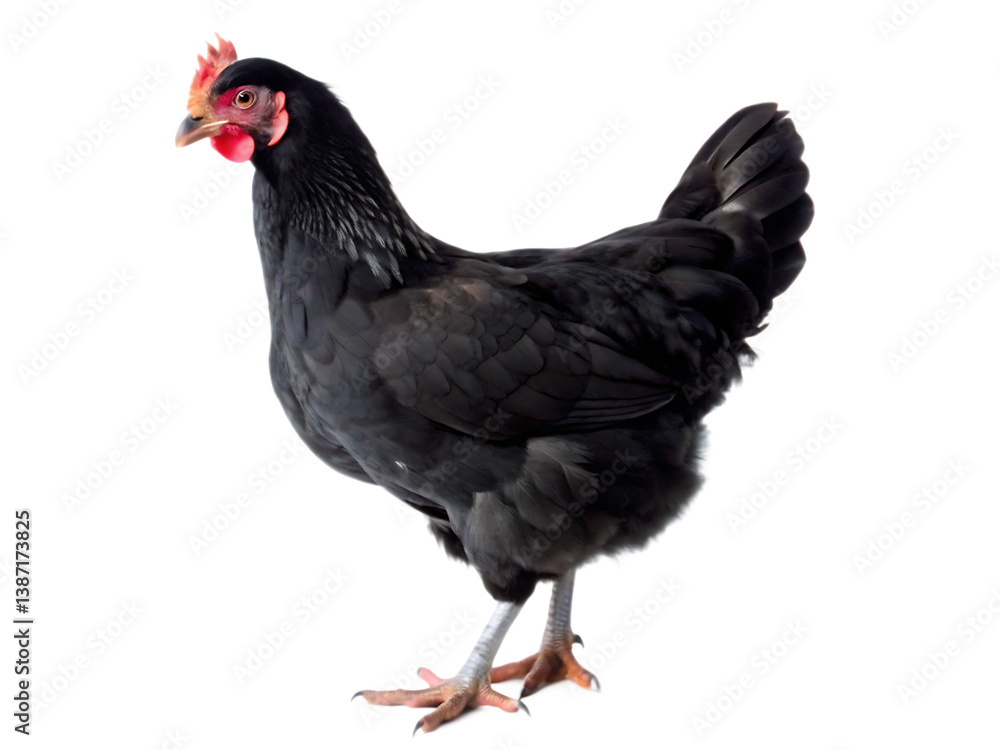 Fototapeta premium black chicken isolated on white background PNG. GENERATED AI