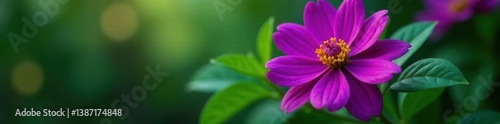 Deep purple bloom, vibrant petals, lush green foliage, bloom, macro, plant