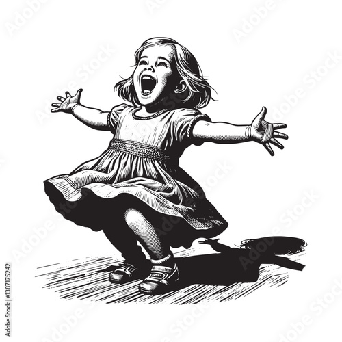 Captivating depiction of a joyful girl expressing unrestrained happiness