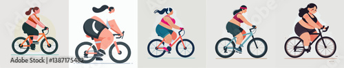 fat teenager cycling vector