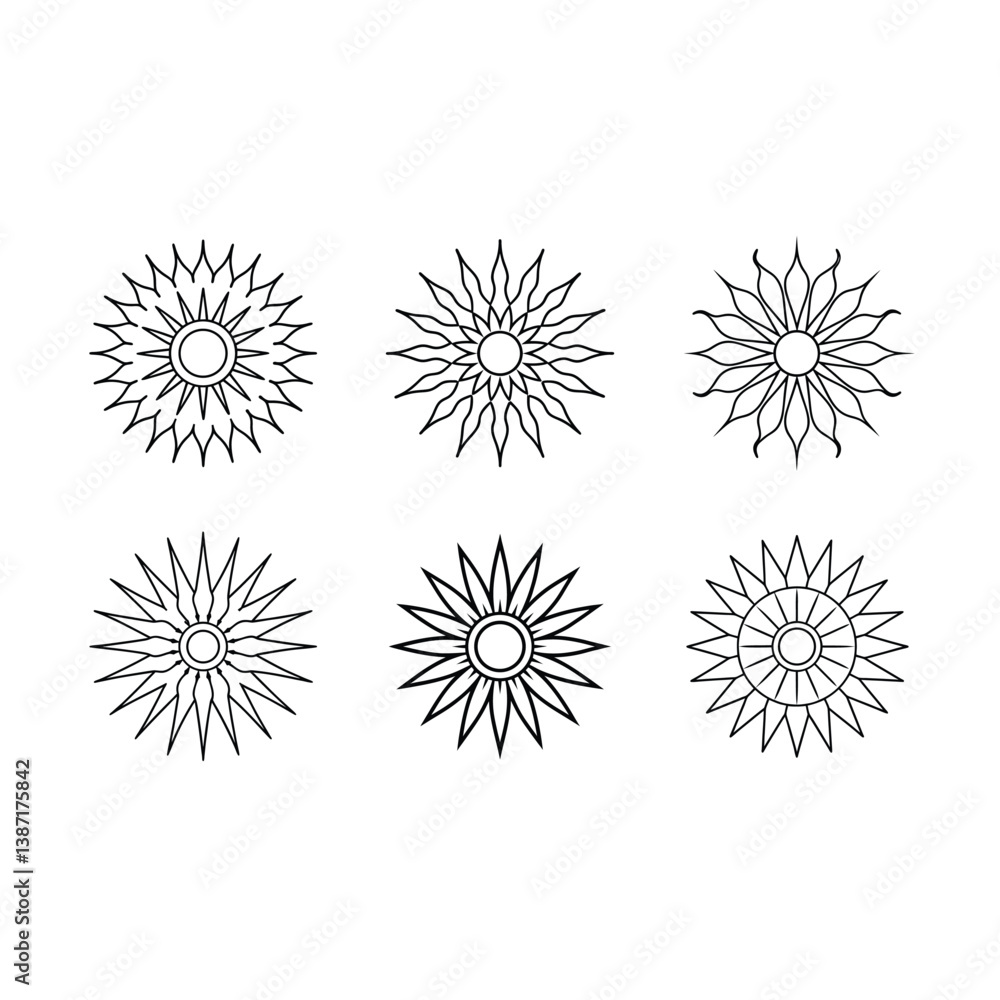 Obraz premium sun-mandala---radiating-rays on white background,Instant Digital Download.