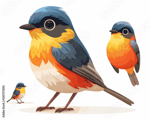 Vector illustration of a cute red-crowned bullfinch.