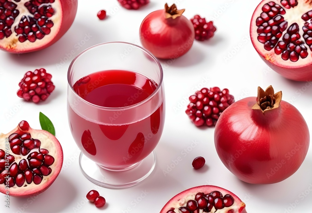 glass of pomegranate juice on a white background glass of pomegranate juice on a white background
