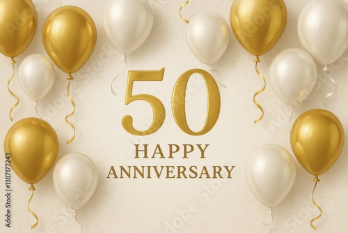 Celebrate a Special Golden Anniversary With Elegant Decorations and Balloons