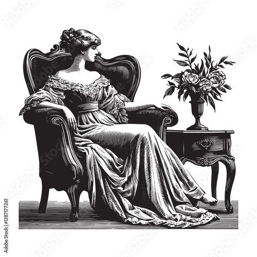 Elegance in repose a vintage-inspired portrayal of grace and timeless beauty