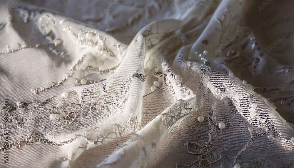 Obraz premium 美しい白いレースの布、フォトジェニックな布のテクスチャー