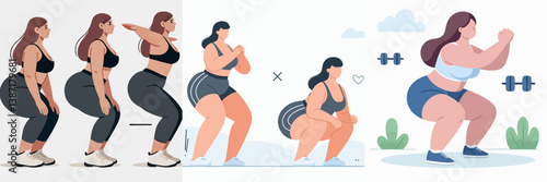 fat woman gymnastics vector