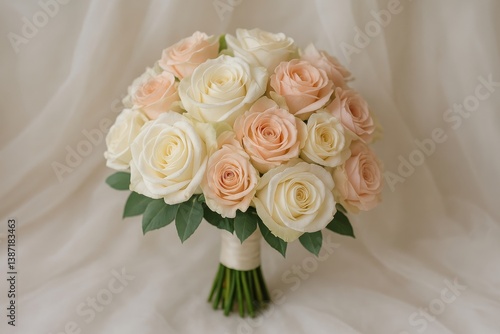 Beautiful Bouquet of Soft Pink and White Roses Arranged for a Special Occasion