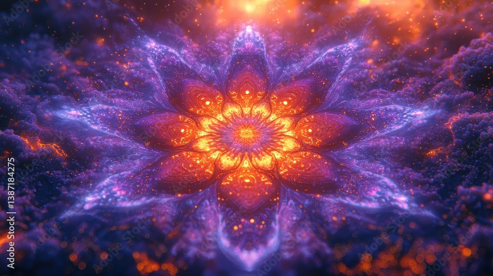 Fototapeta premium A kaleidoscope of vibrant abstract shapes, rendered with 3D artistry, forming a captivating background for a 3D illustration. 