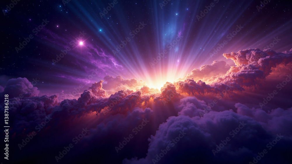Fototapeta premium Celestial Clouds and Light Rays