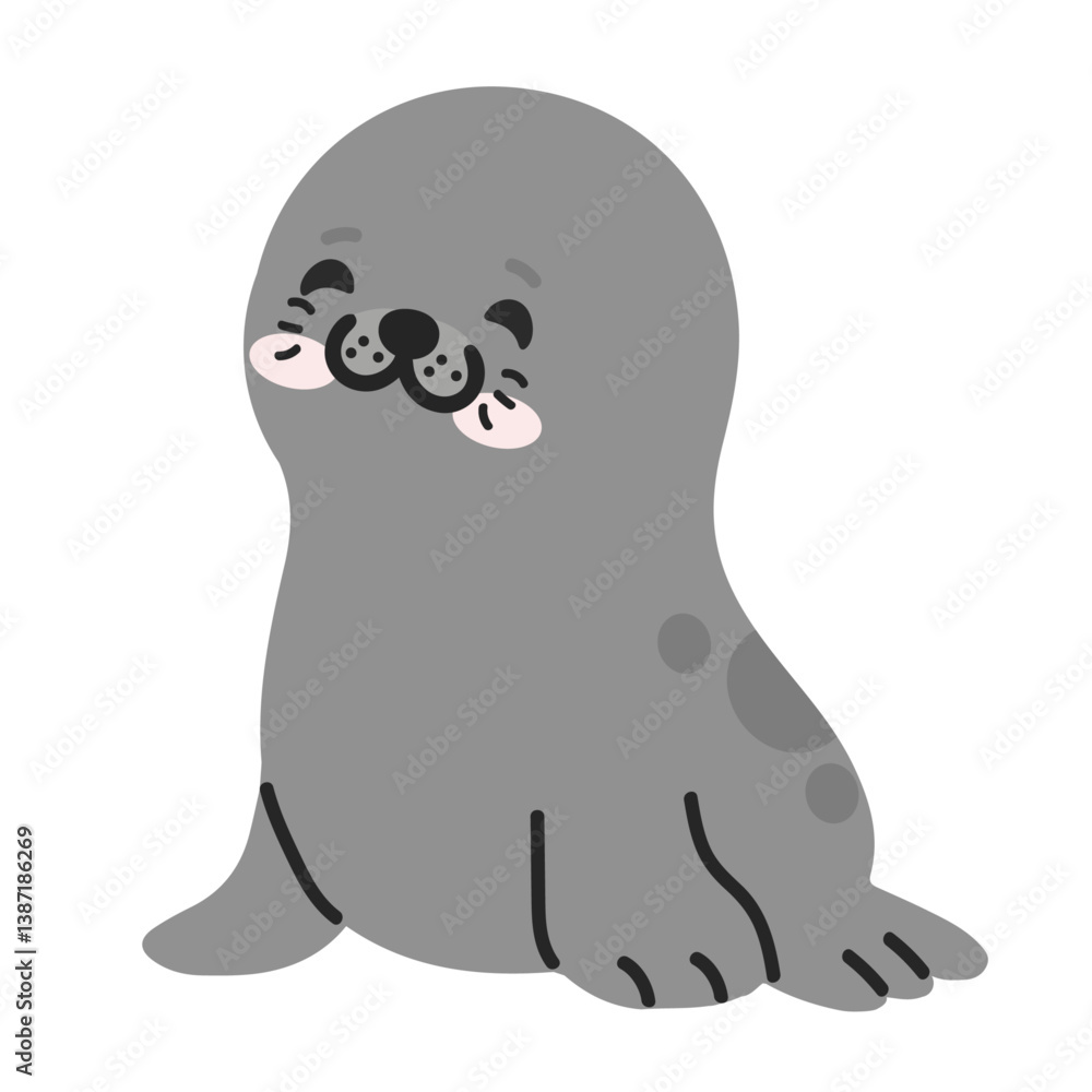 Fototapeta premium Cute cartoon seal 6