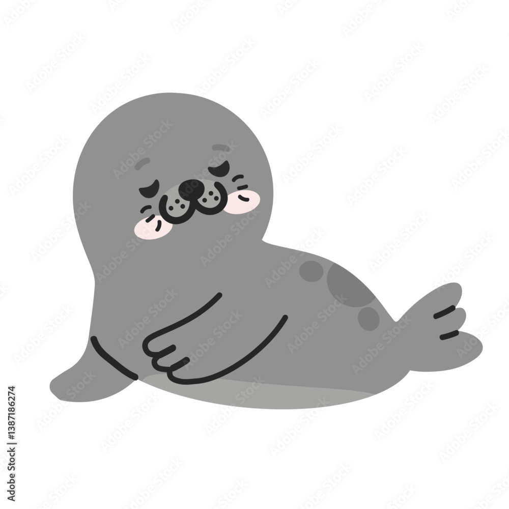 Fototapeta premium Cute cartoon seal 7