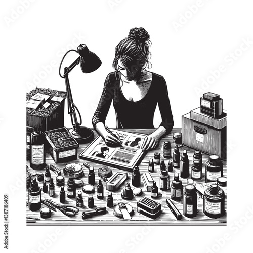 Woman meticulously crafting handmade product samples for her new venture