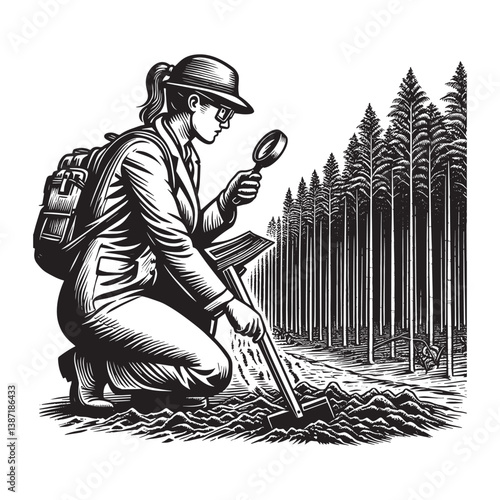 Woman scientist researches soil health for environmental sustainability project