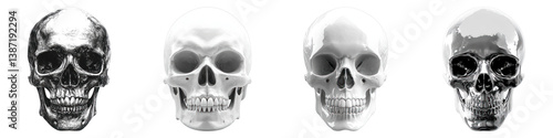 Skull isolated on transparent background. PNG, set of