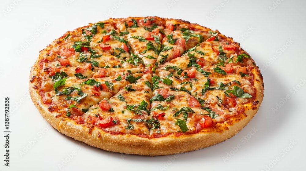 A cheesy margherita pizza with fresh basil and tomato. Featuring simplicity and flavor A cheesy margherita pizza with fresh basil and tomato. Featuring simplicity and flavor